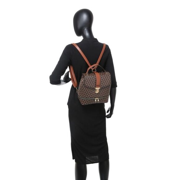 2N1 Poppy Faux Leather Flap Backpack/Crossbody/Shoulder Handbag with Wallet Set - Picture 8 of 8